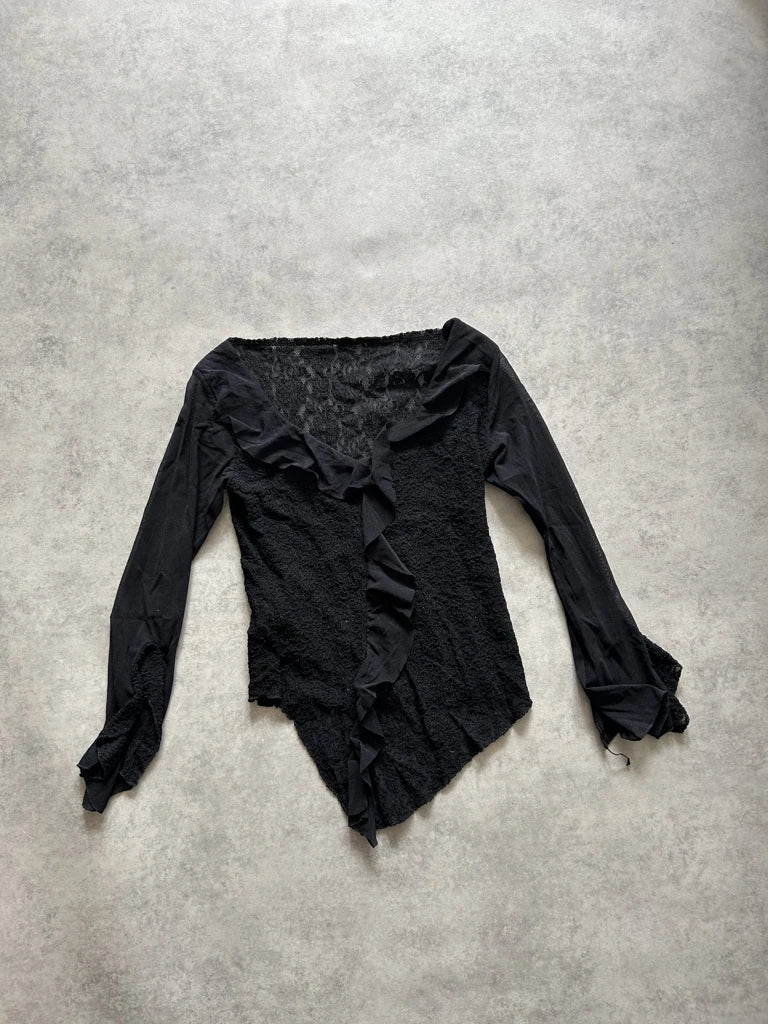 2000s ruffles top goth