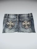 Rue 21 Embroidered Back Pocket Vintage Denim Skirt (XL)