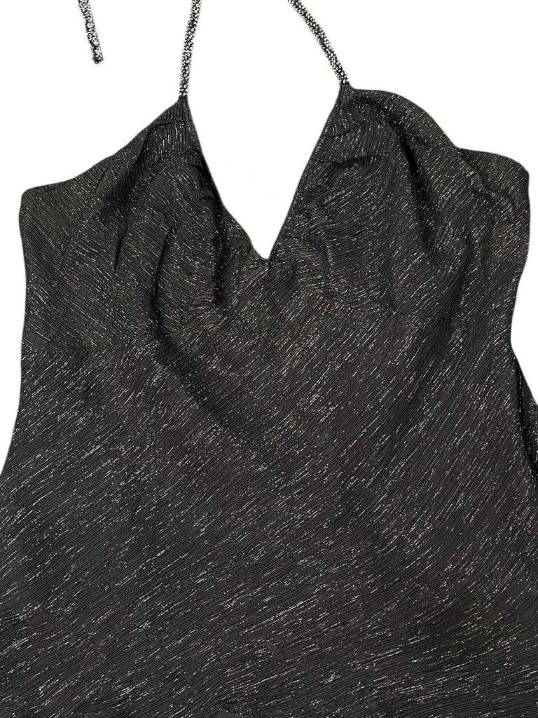 Black Satin Effect Vintage Top (M)