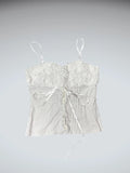 white 3D flower corset top (S)