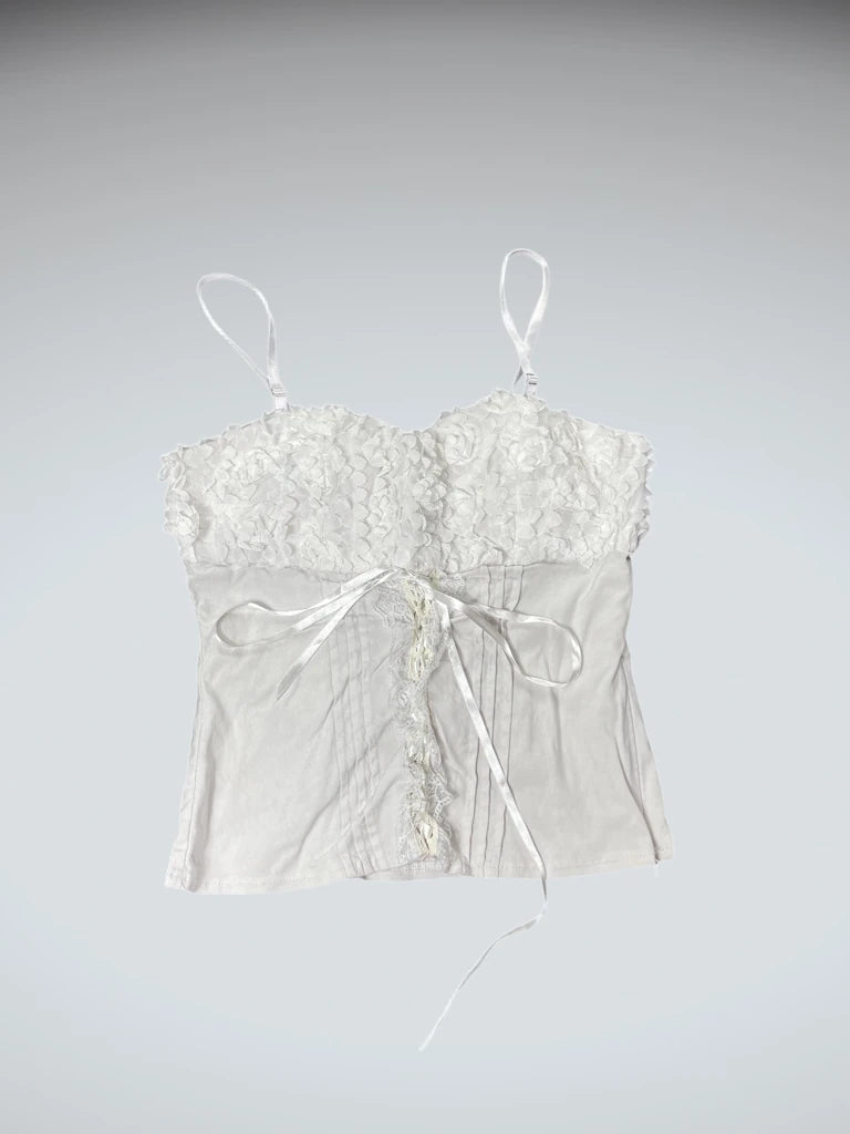 white 3D flower corset top (S)