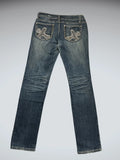 Light Wash Straight-Leg Jeans with Studded Pockets (M)