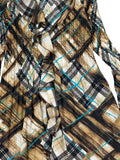 Sunny Leigh Brown Plaid Ruffle Dress (L)