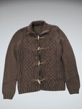 Brown Cable Knit Toggle Cardigan (S)
