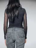 top with gems decoration on the sleeves