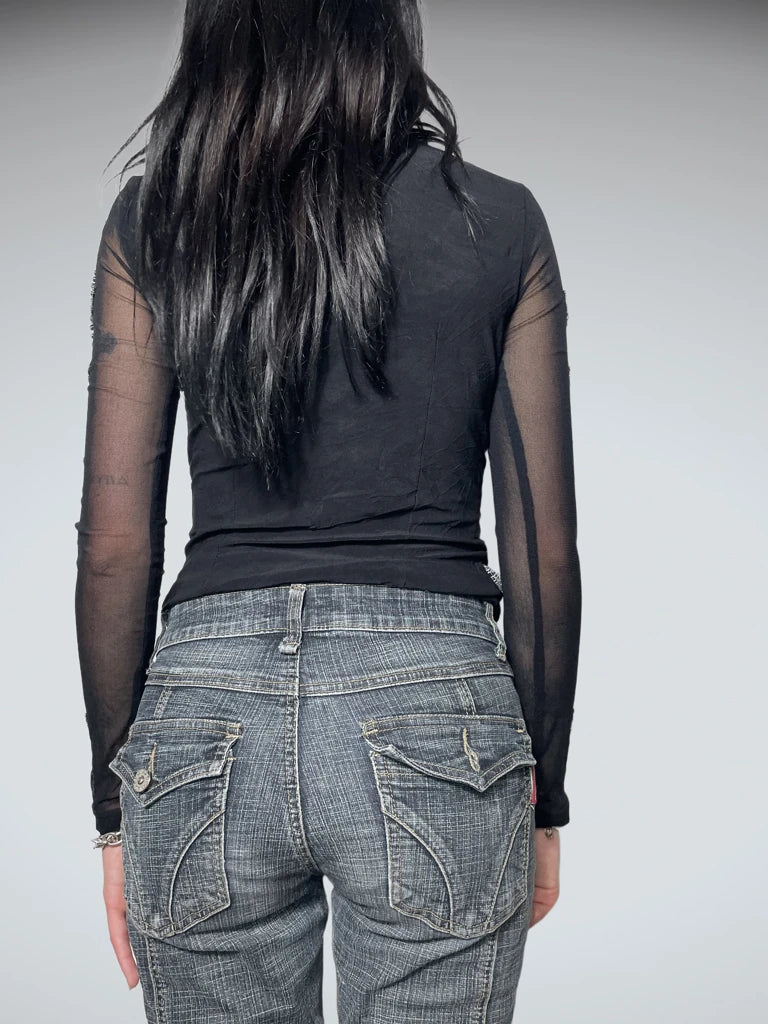 top with gems decoration on the sleeves