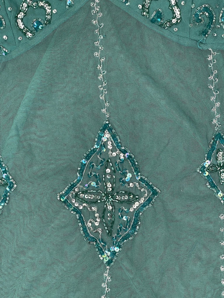 Light Blue Shiny Pattern Dress Top (L)