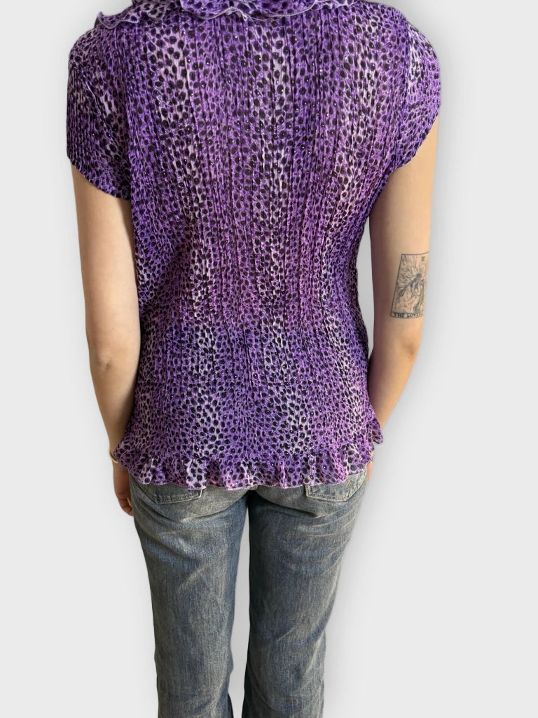 Y2K Purple Leopard Top (S)