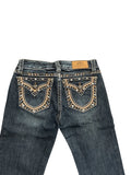 Dark Wash Embellished Flare Jeans (S)
