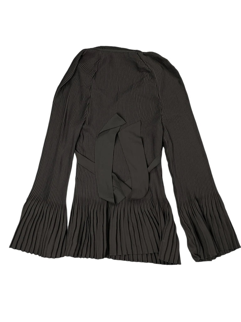 DKNY Pleated Tie-Neck Blouse in Black (S)