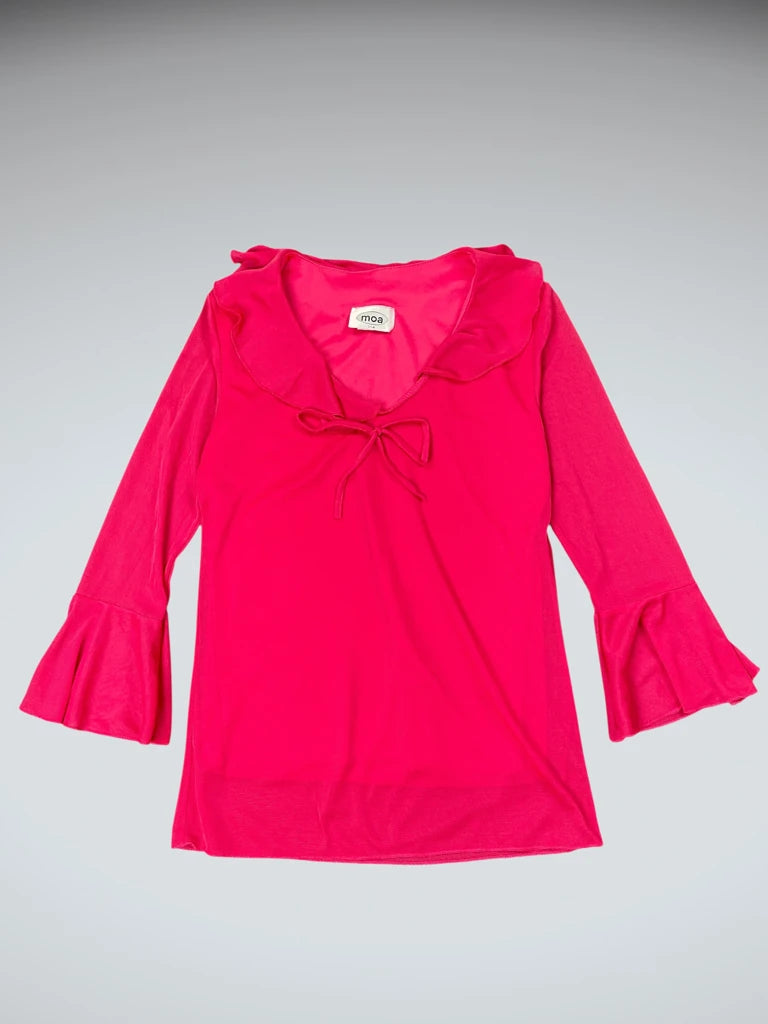 Moa USA pink tie front bell sleeve top (S)