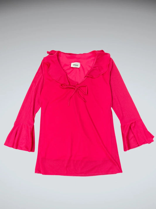 Moa USA pink tie front bell sleeve top (S)