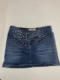 Edgy Low Rise Grommet Belt Denim Mini Skirt Fornarina (M)