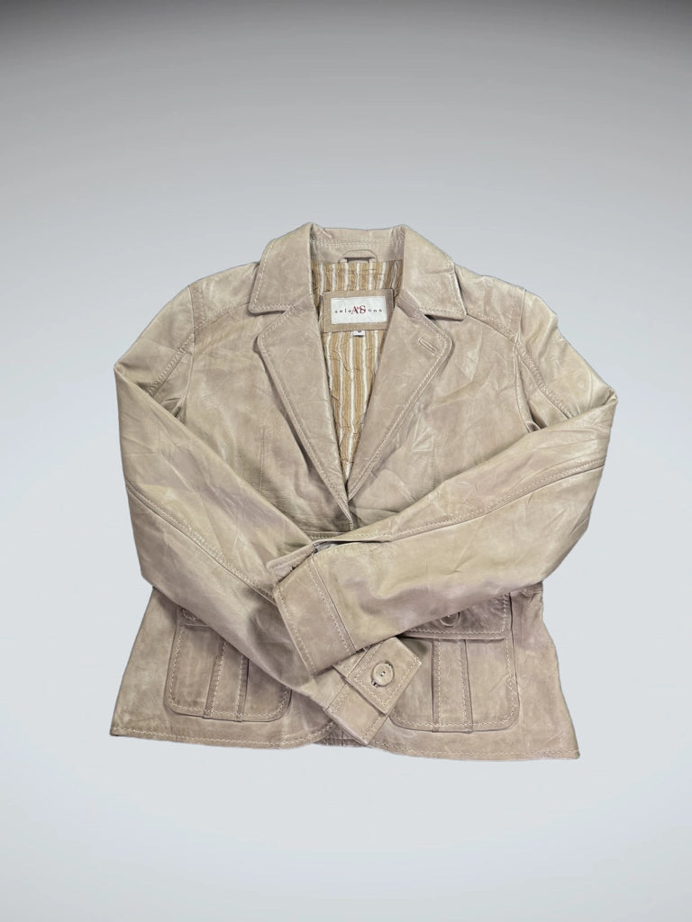 Selections Beige Genuine Leather Blazer Women (M)