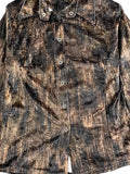 Brown and Black Abstract Velvet Button-Up Shirt (L)