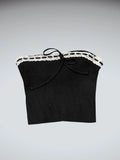 Edikted Black Ribbed Tube Top Lace Trim (M)