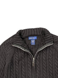 Black Cable Knit Zip Sweater (L)