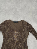 lace brown top with gems