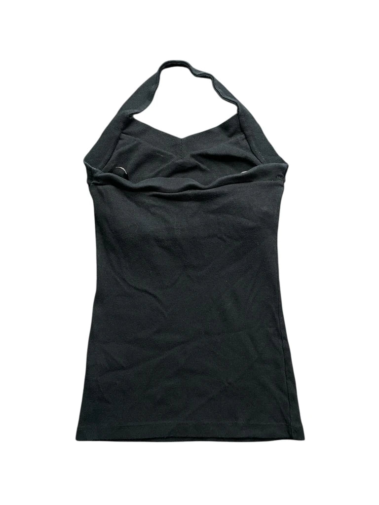 Bebe Rhinestone Logo Halter Top (L)
