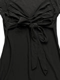 Black Tie Front Cap Sleeve Top (M)