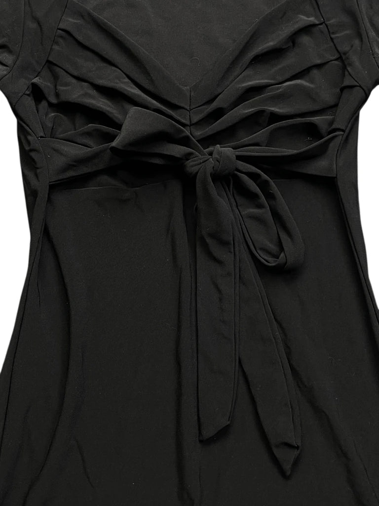 Black Tie Front Cap Sleeve Top (M)
