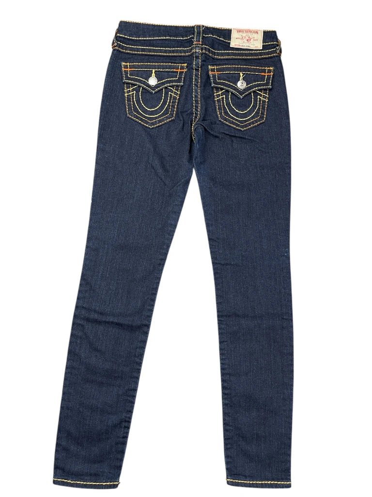 Dark Blue Bootcut Jeans with Iconic Stitching (S)