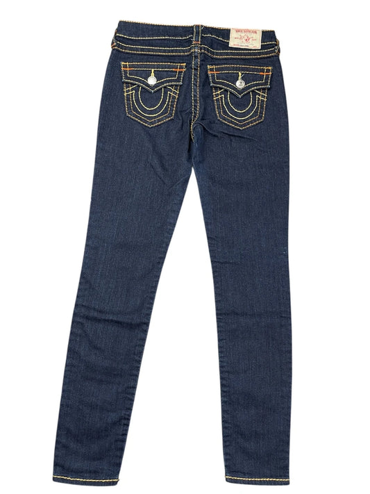 Dark Blue Bootcut Jeans with Iconic Stitching (S)