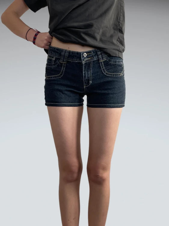 asphalt heat – double stitch denim shorts (XS?)