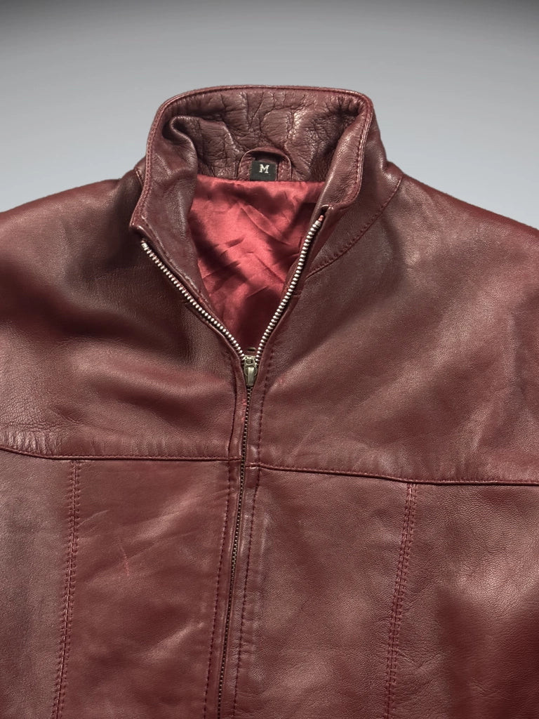 Burgundy Genuine Leather Jacket (M)