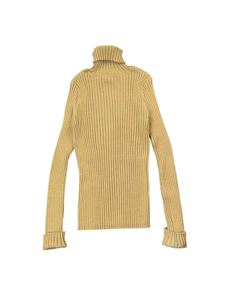 Gold Metallic Ribbed Turtleneck Top (S)