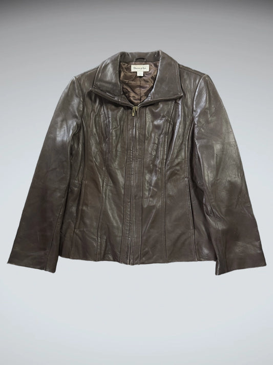 Preston & York Brown Faux Leather Jacket Women (L)