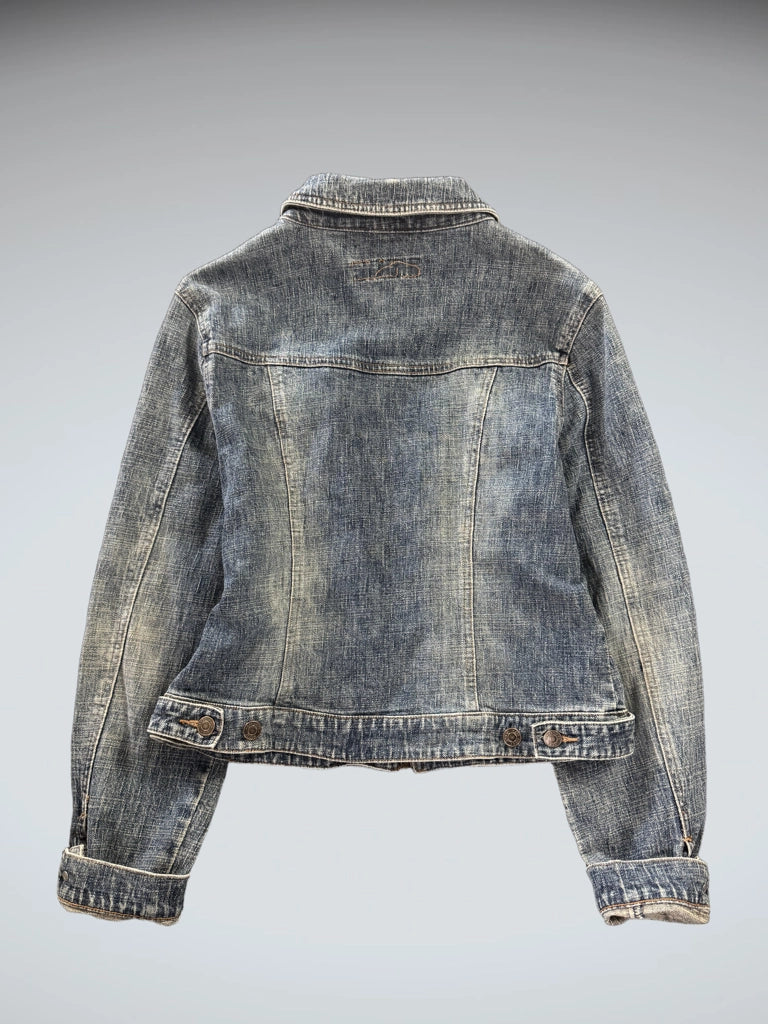 Vintage Blue Denim Zip Jacket Women (M)