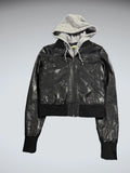 Maralyn & Me Black Faux Leather Hooded Jacket Women (M)