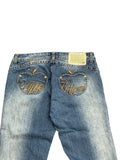 Light Blue Bootcut Jeans with Embroidered Apple Logo (L)