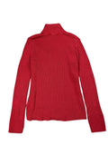 Red Ribbed Knit Sweater with Subtle Pattern (M)