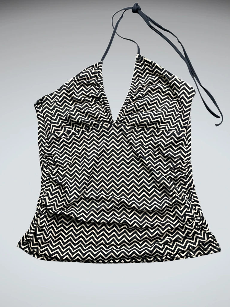 Black White Geometric Halter Top (S)