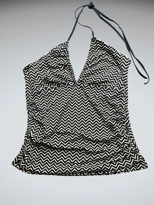 Black White Geometric Halter Top (S)