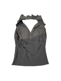 Black Corset Top with Floral Appliqué (L)