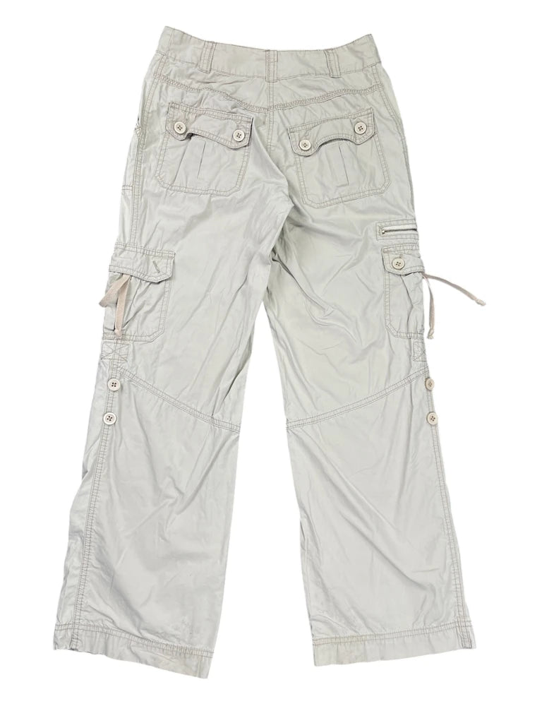 Light Beige Casual Cargo Pants with Utility Pockets (XS)