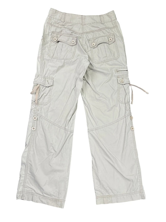 Light Beige Casual Cargo Pants with Utility Pockets (XS)