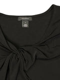 Minimal Knot-Front Long Sleeve Top in Black (S)
