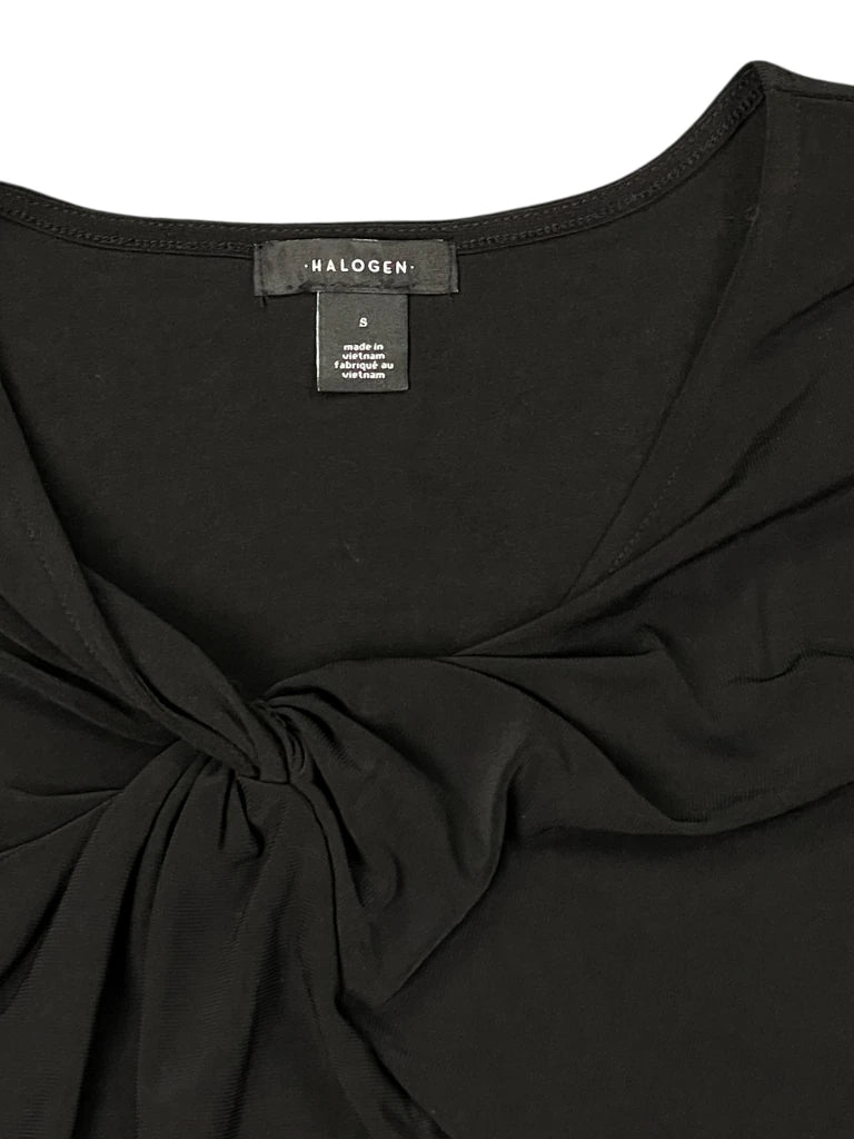 Minimal Knot-Front Long Sleeve Top in Black (S)