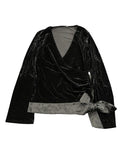 Black Velvet Wrap Top (L)