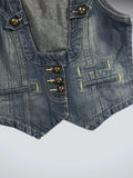 BCIH Buttoned Blue Denim Vest Women (M)
