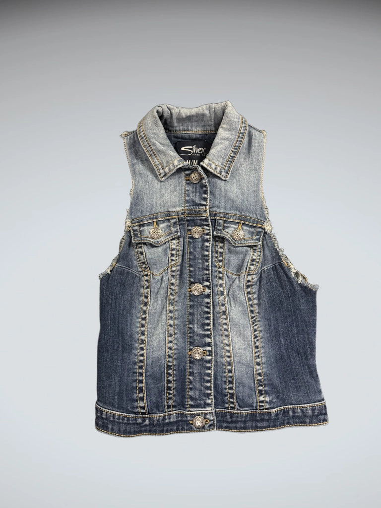 Silver Jeans Classic Blue Denim Vest Women (M)