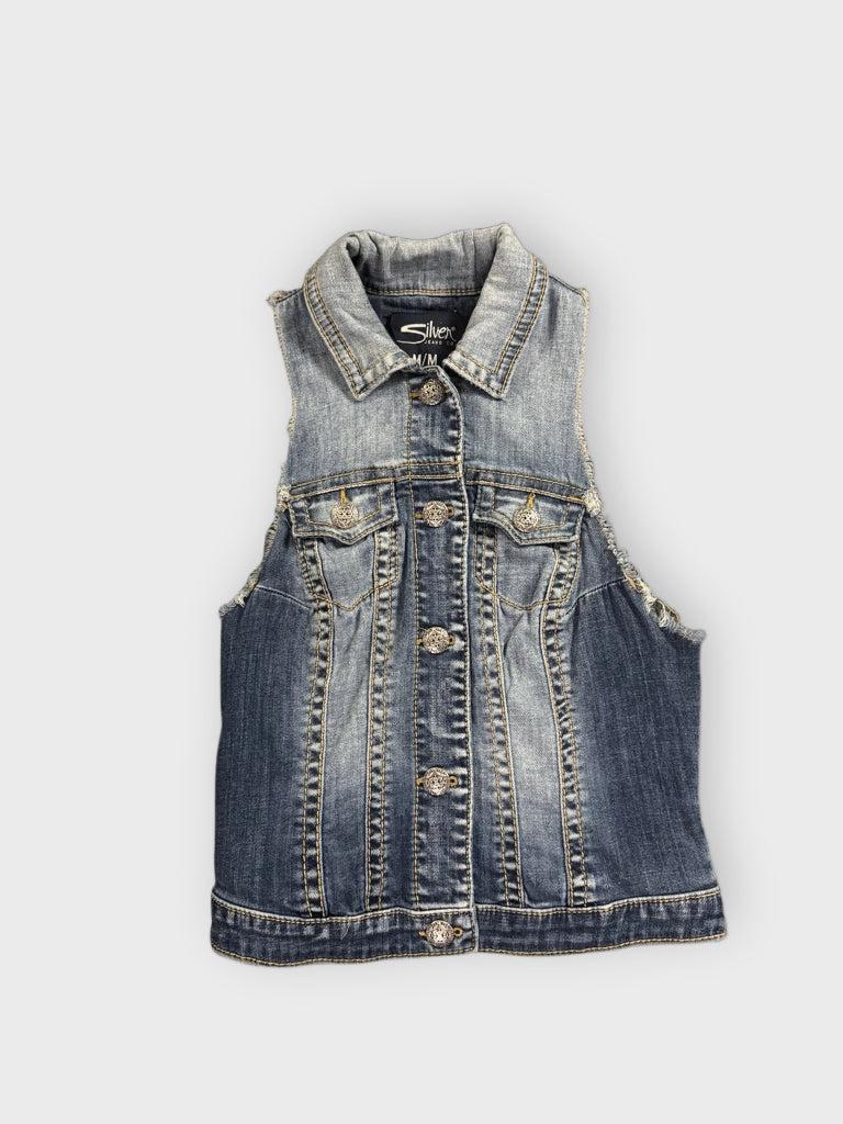 Silver Jeans Classic Blue Denim Vest Women (M)