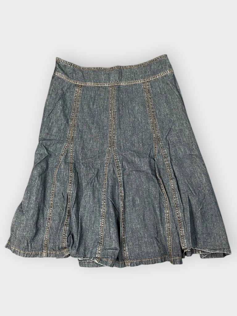 back view, Borden Flared Panel Denim Skirt, vintage Y2K second hand piece