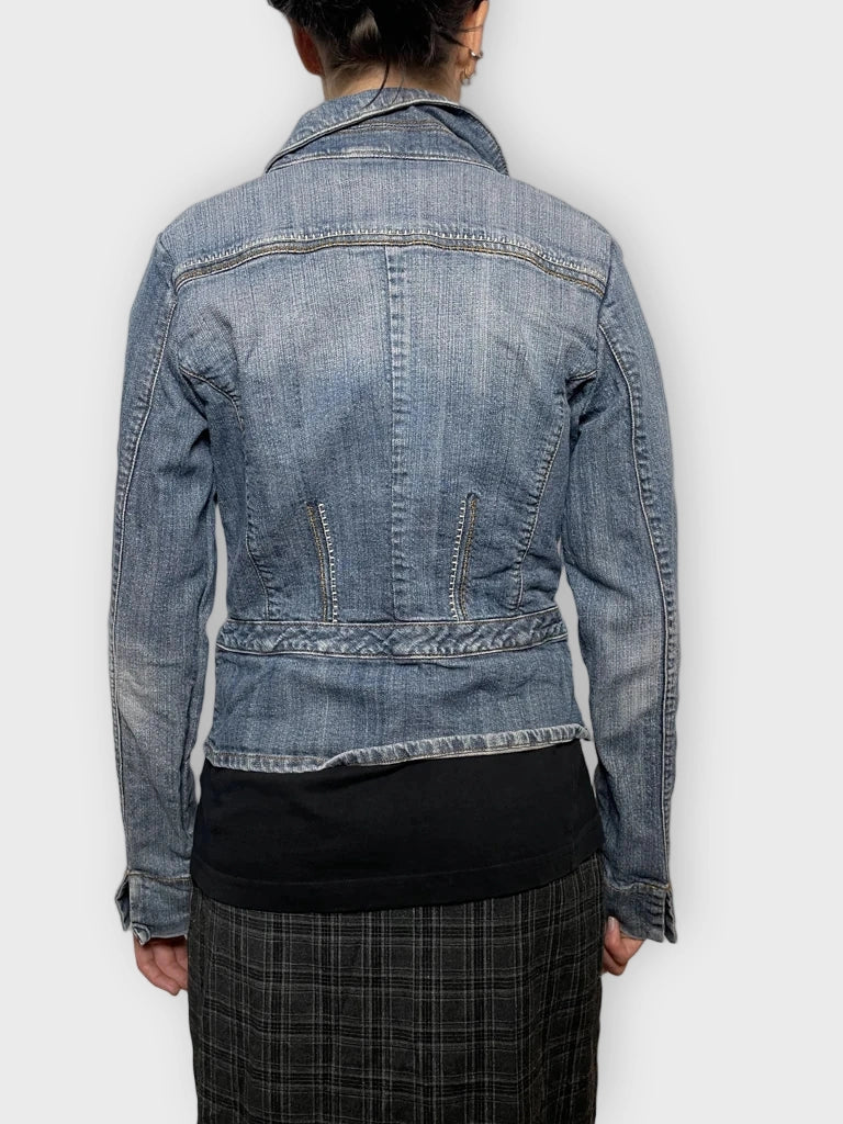 back view, Mng Jeans Flower Jeans Jacket, vintage Y2K second hand piece