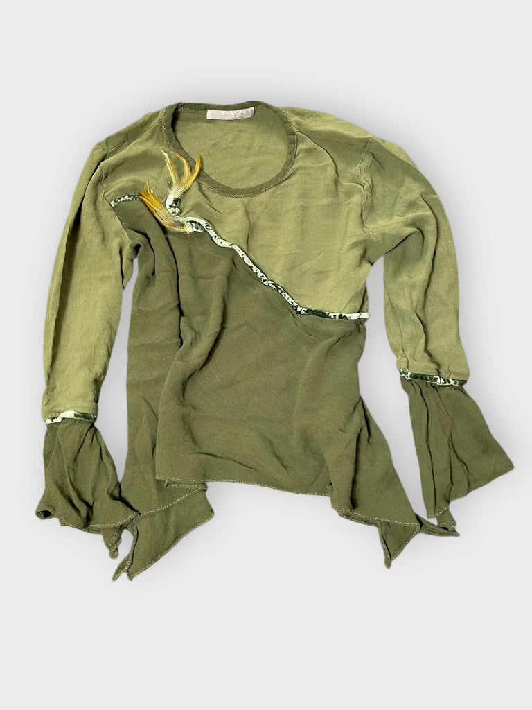 front view, Forest Fairy Ruffle Shirt, vintage Y2K second hand piece