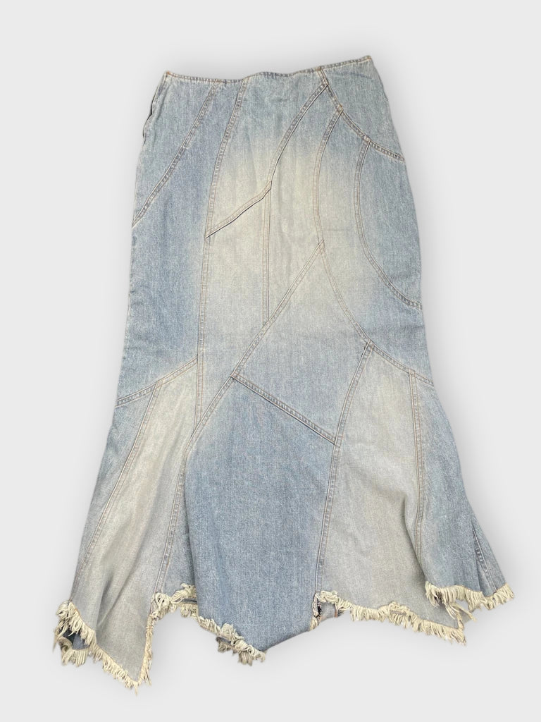 detail view, Free People Light Blue Bohemian Skirt, vintage Y2K second hand piece, image 4